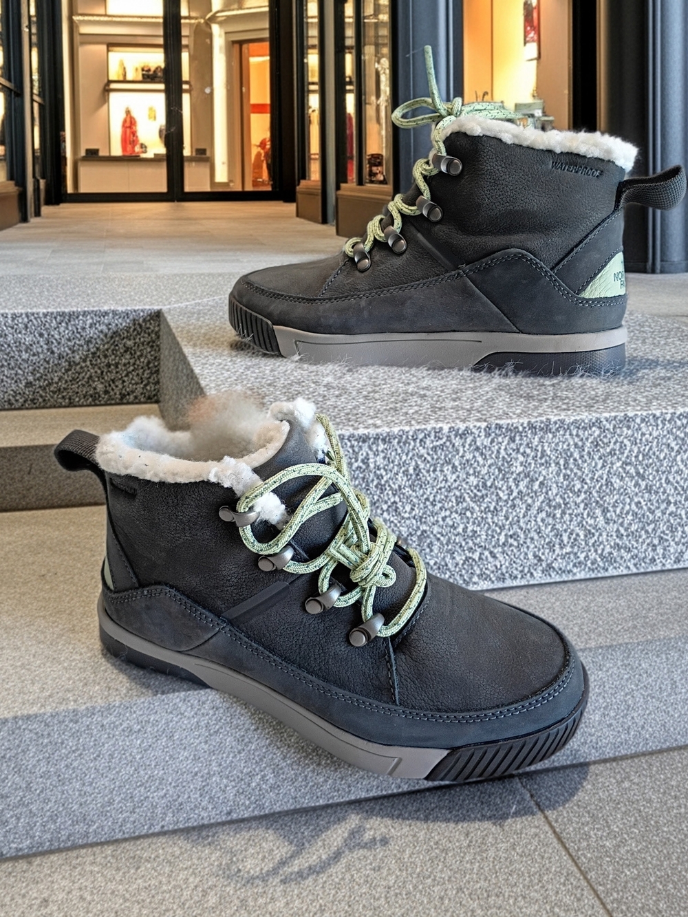 The North Face Sierra Women's Gray Winter Waterproof Boots with Green Accents 5